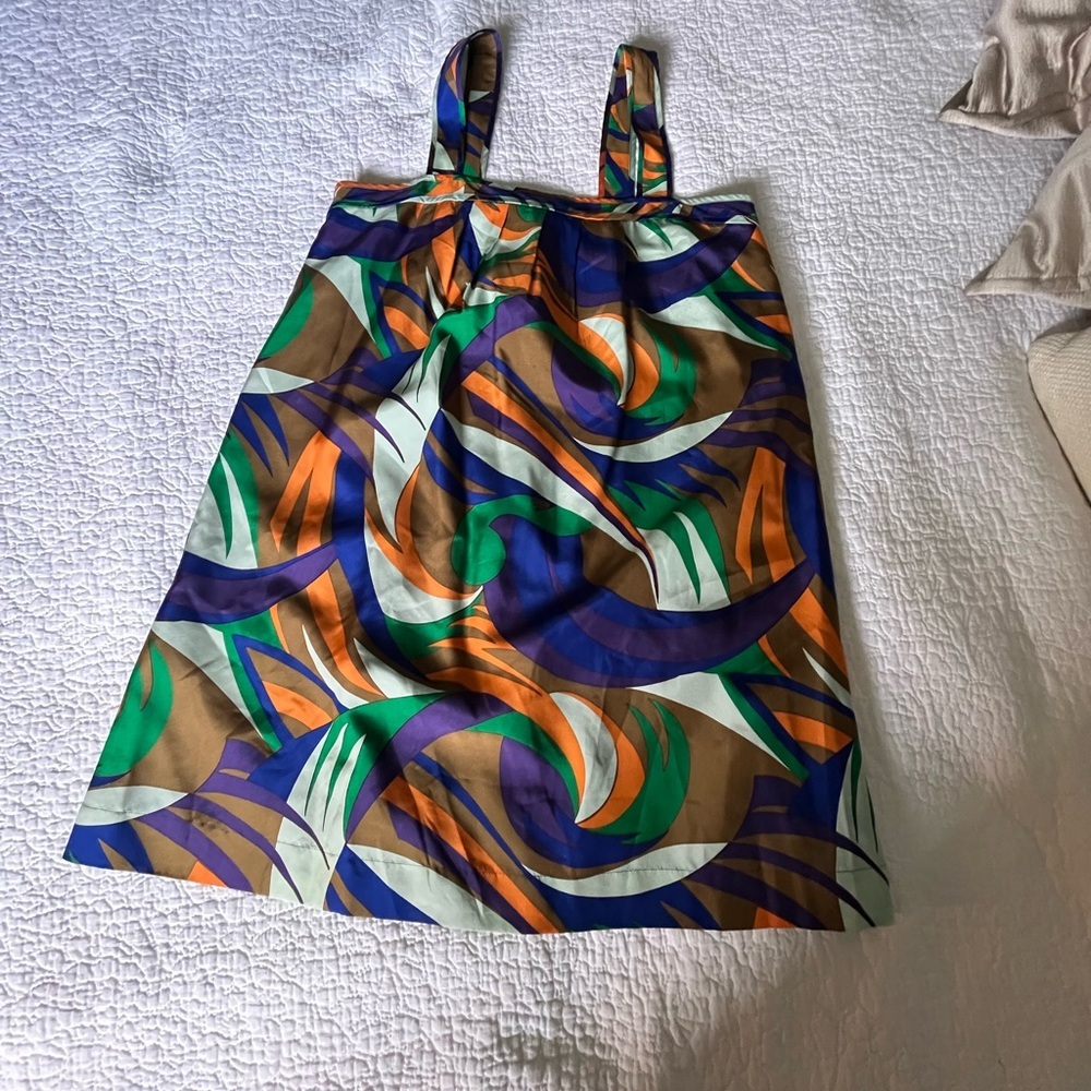 Eliot Blue and Green women Sleeveless Sundress with Square Neck